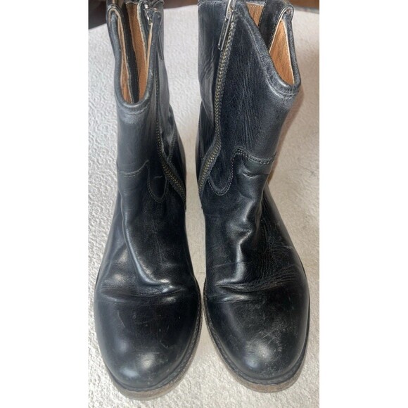 Women’s Frye Melissa Button Short Leather Ankle Booties size 6 Black - Picture 2 of 15